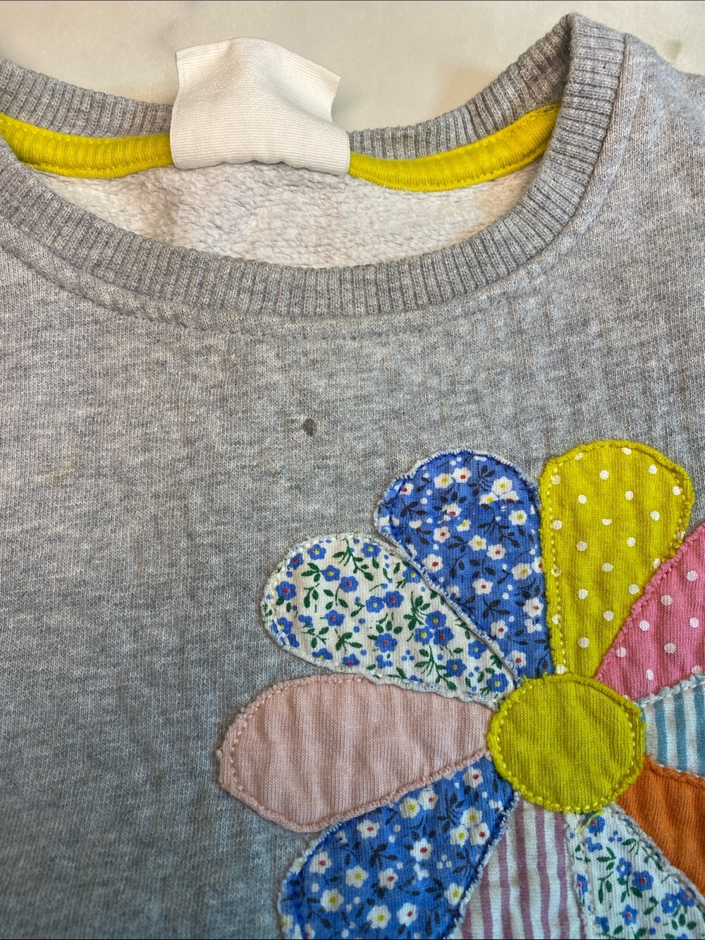 Mini Boden Gray Sweatshirt with Multicolor Flower Appliqué - Picture 2 of 5